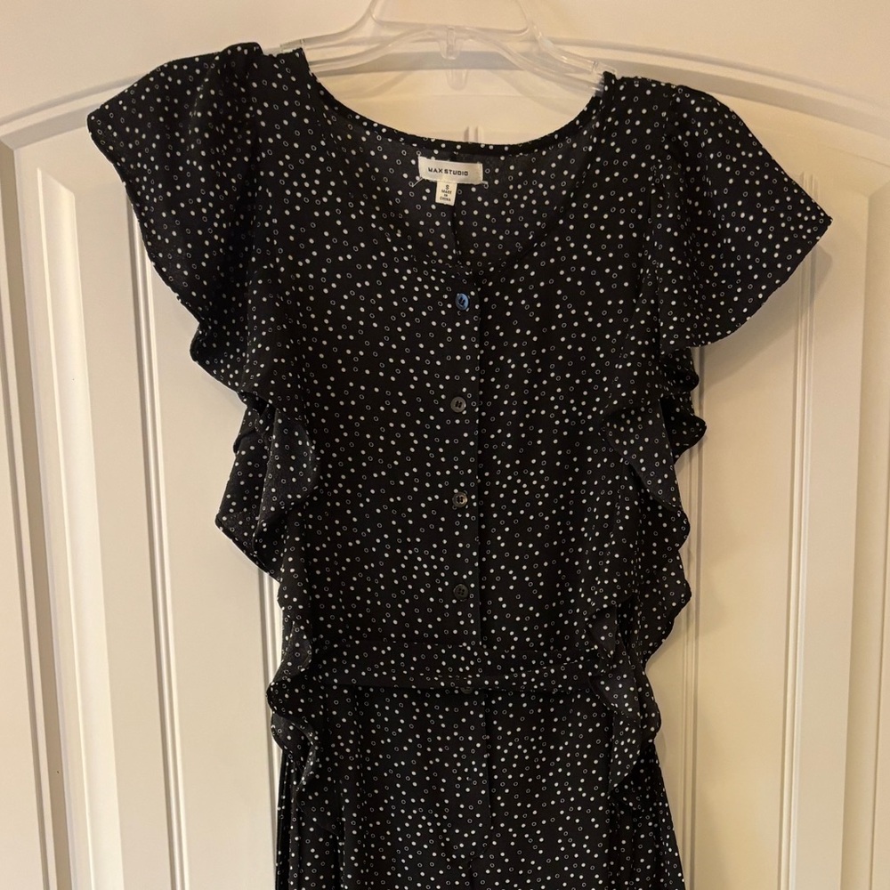 Max Studio Black and White Polka Dot Jumpsuit